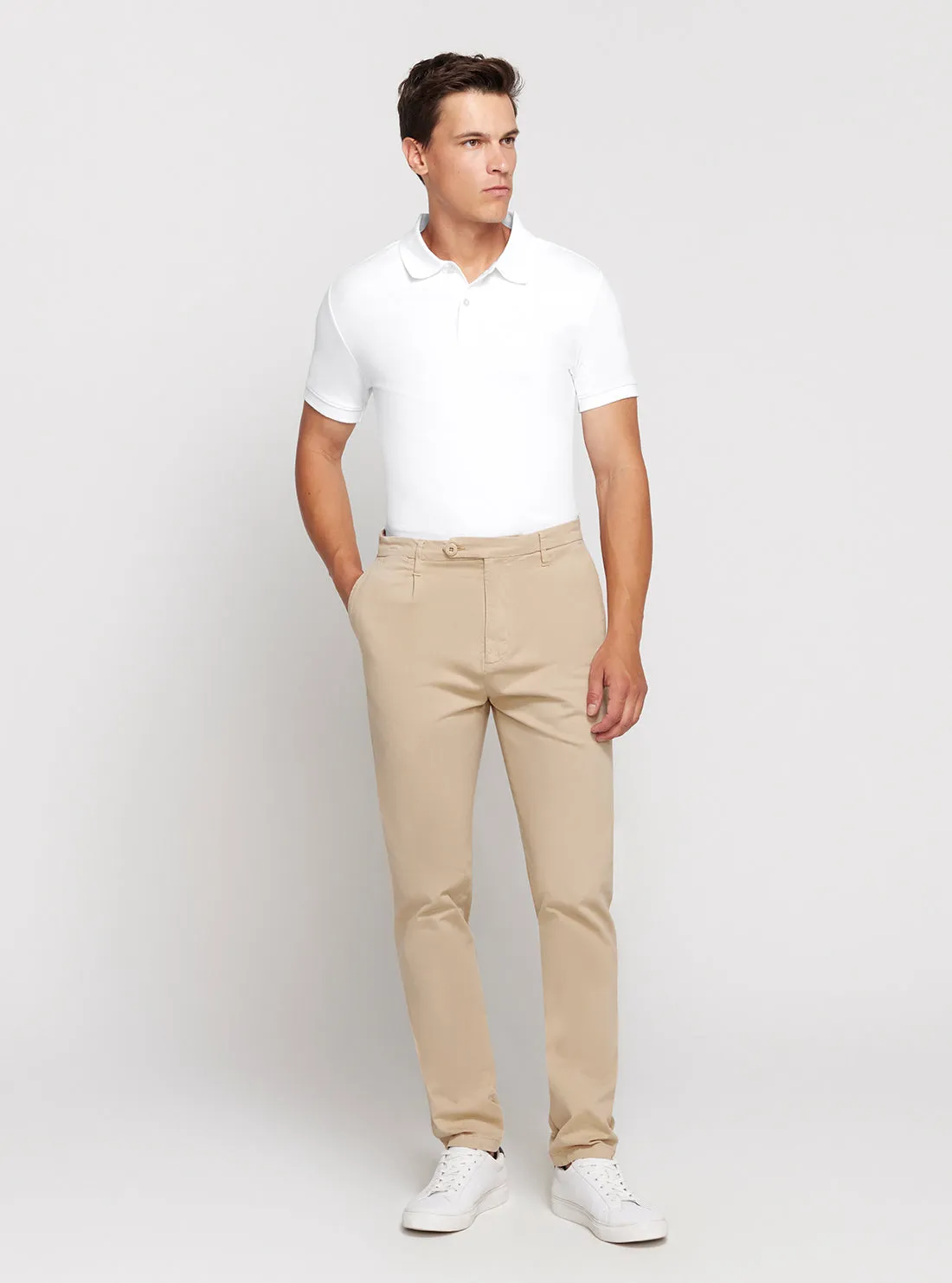 Beige Noah Mid Rise Slim Pants