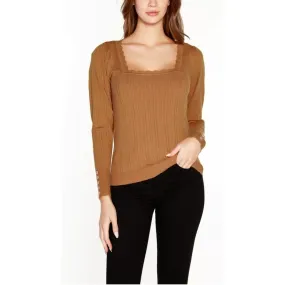 BELLDINI Women's Kaily K. Square Neck Sweater Almond XL