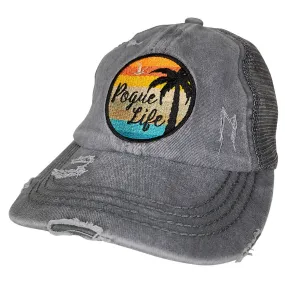 BJ-1016 Pogue Life Criss Cross Pony Cap Mesh Back - Grey