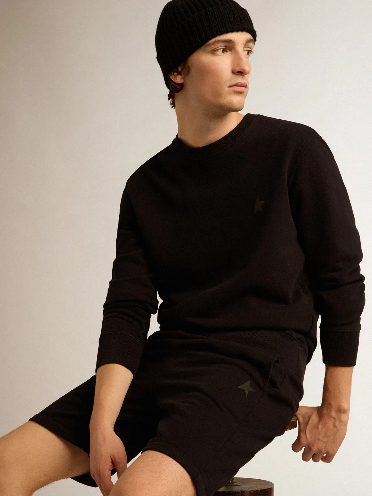 Black Archibald Star Collection sweatshirt with tone-on-tone star on the front