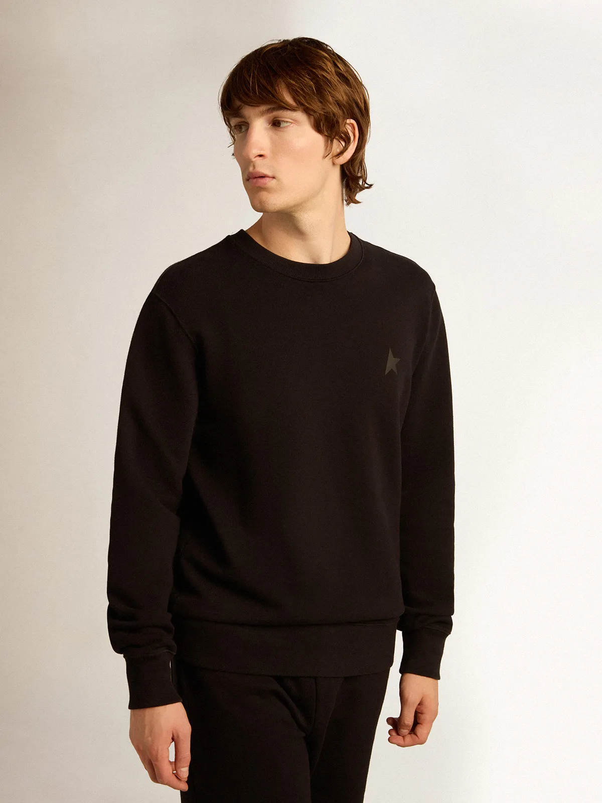 Black Archibald Star Collection sweatshirt with tone-on-tone star on the front