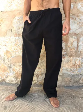 Black Cotton Drawstring Pants