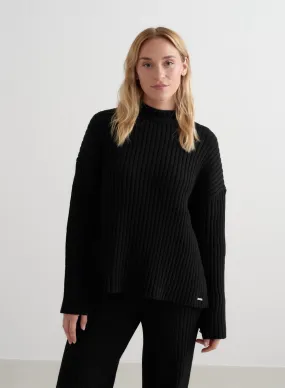 Black Rib Knit Sweater