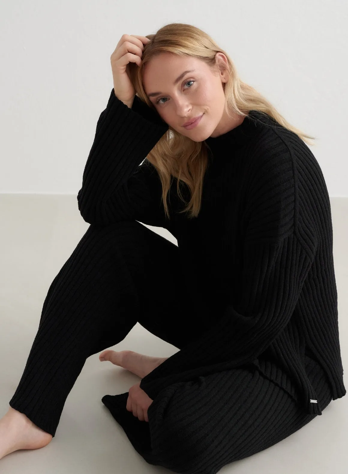 Black Rib Knit Sweater