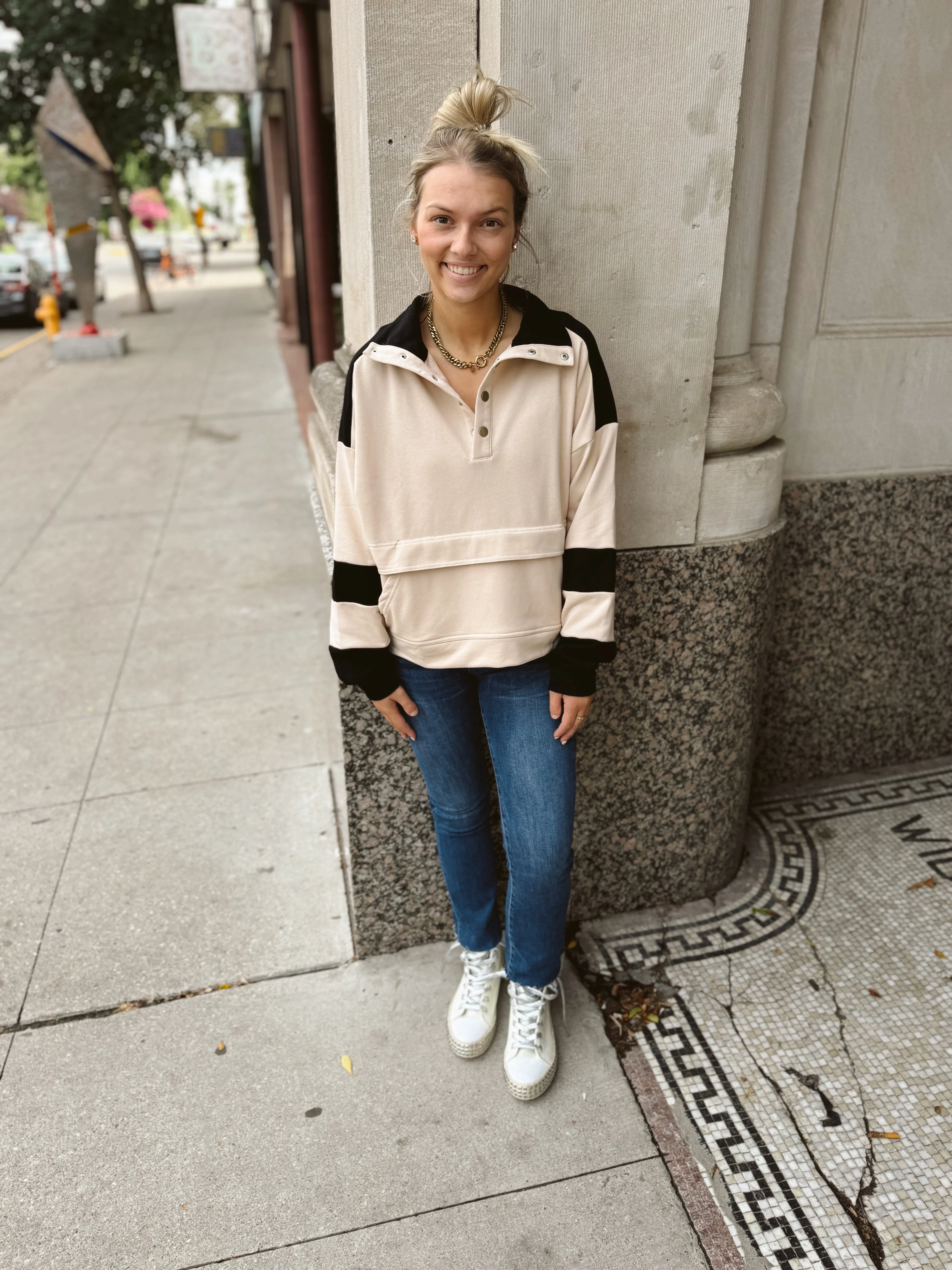 Black Two Tone Colorblock Sweatshirt