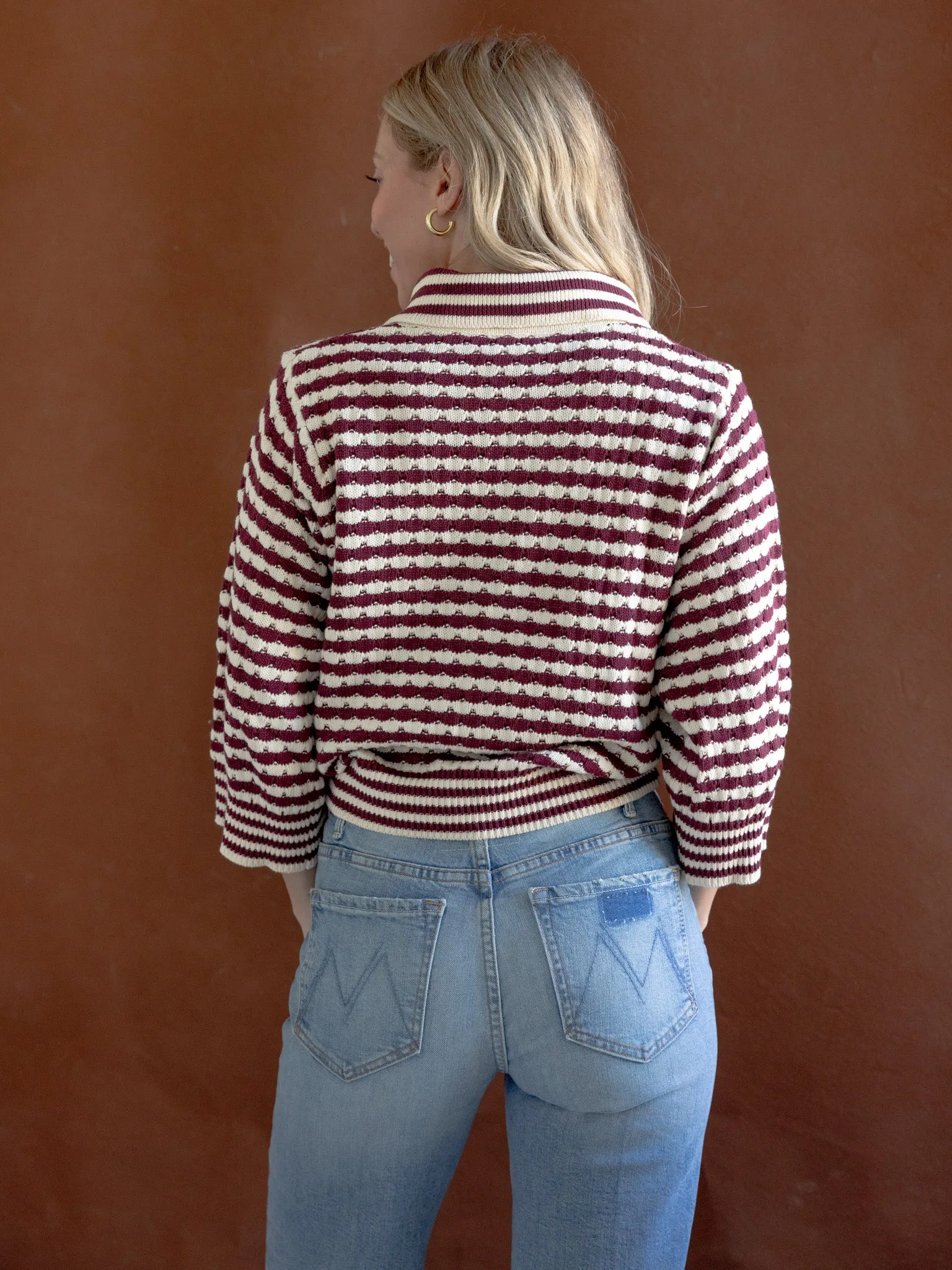 Blaire Striped Sweater Wine