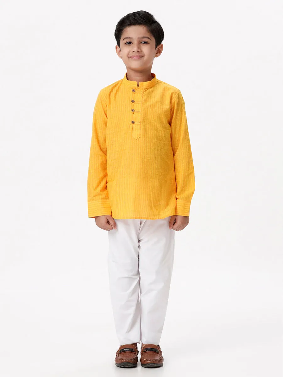 Boys Breeze Cotton Full Sleeves Yellow Kurta