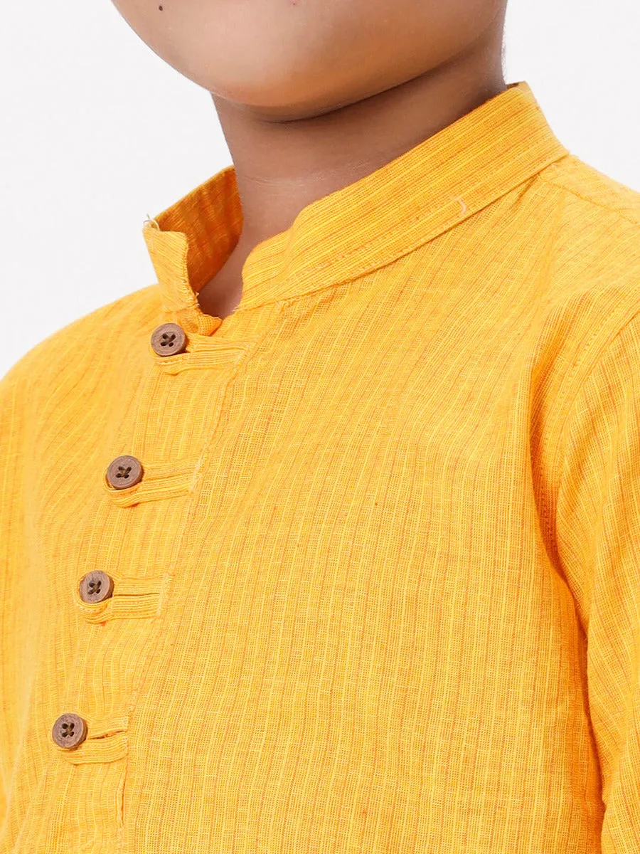 Boys Breeze Cotton Full Sleeves Yellow Kurta