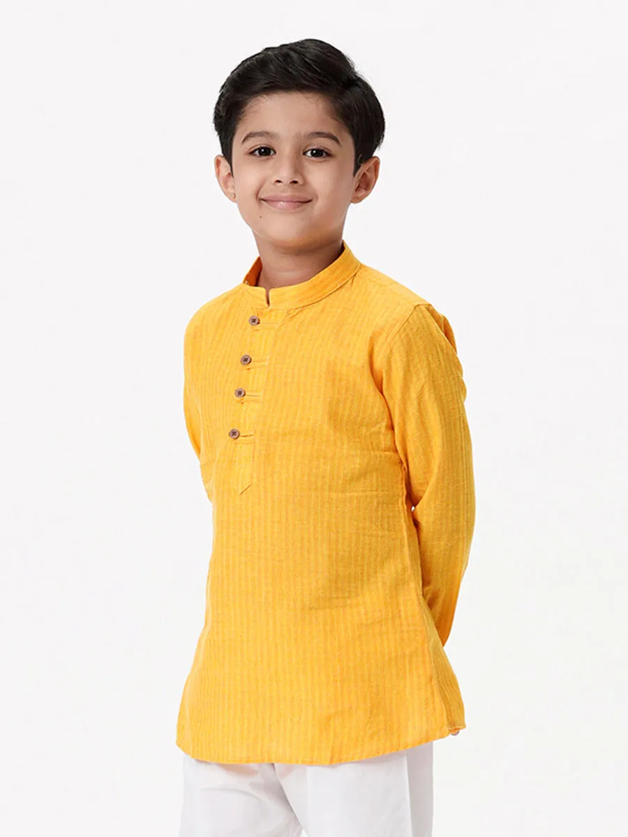 Boys Breeze Cotton Full Sleeves Yellow Kurta