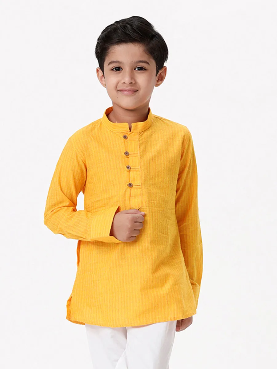 Boys Breeze Cotton Full Sleeves Yellow Kurta