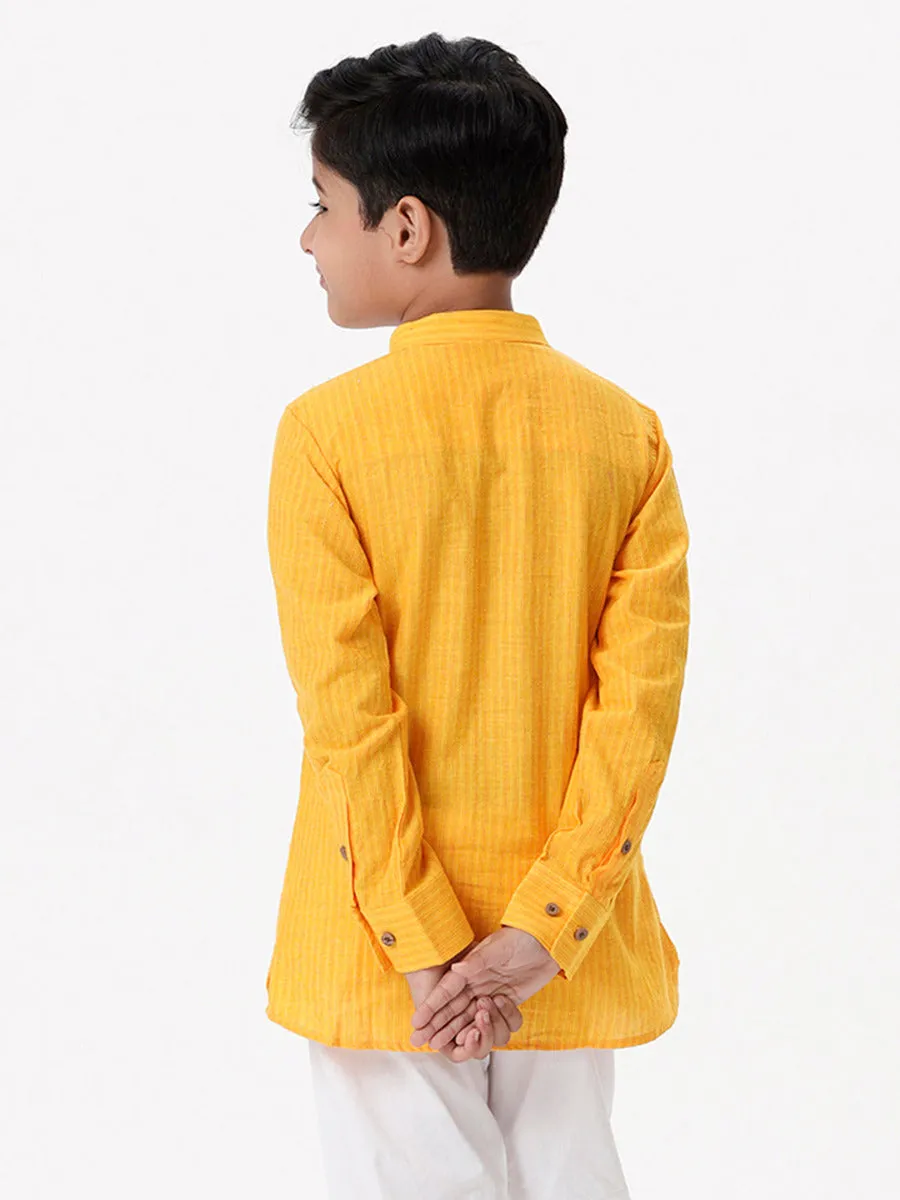 Boys Breeze Cotton Full Sleeves Yellow Kurta