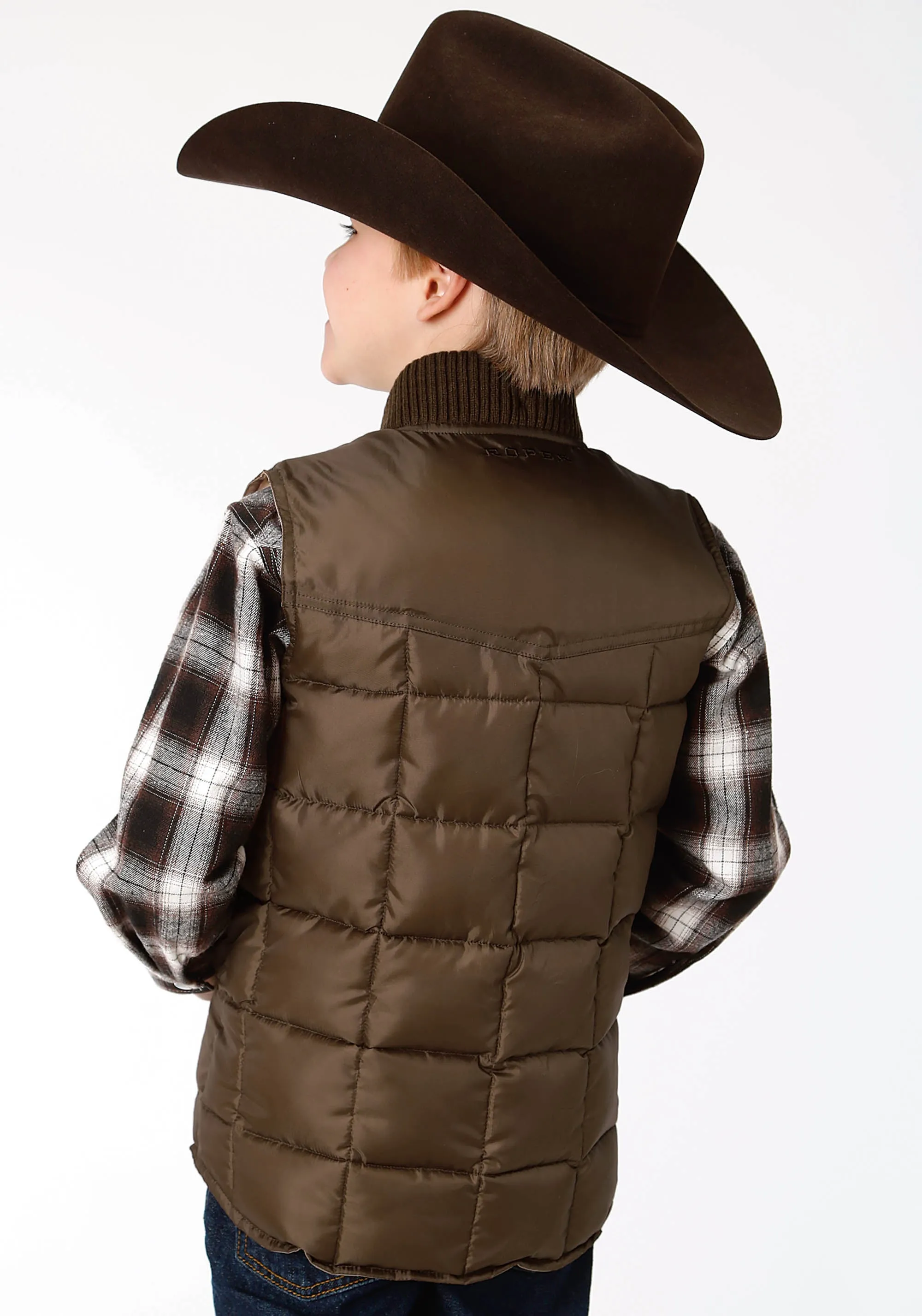 Boy's Roper Brown Poly Filled Vest