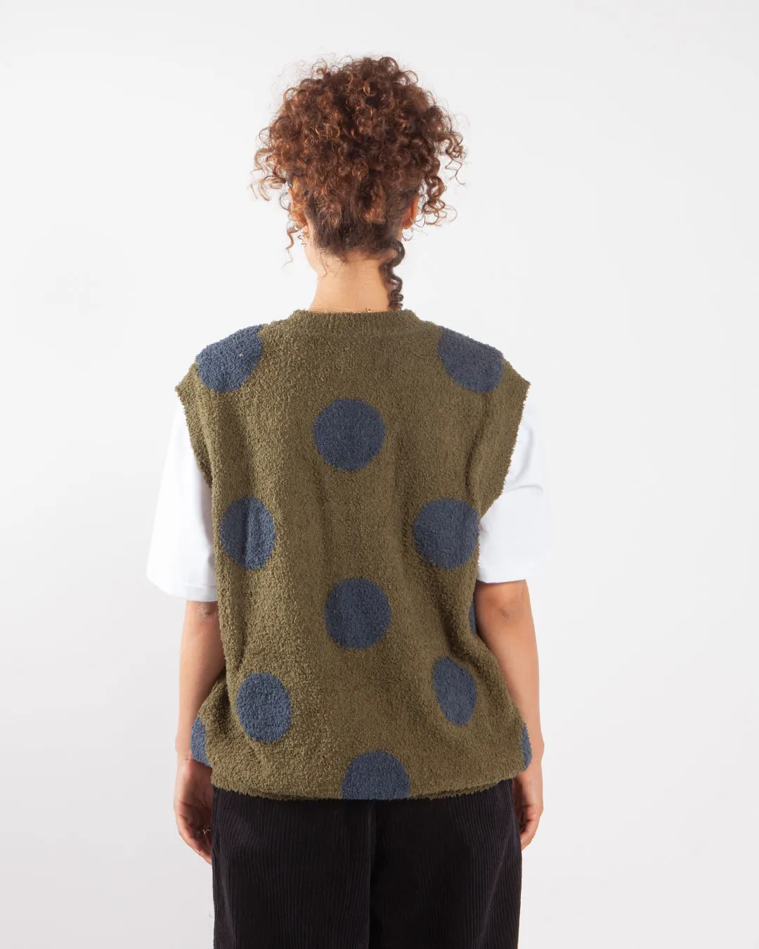 Brain Dead Teddy Fur Dot Knit Sweater Vest Olive