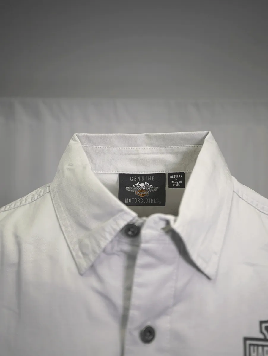 Branded  Men's Solid Light Grey S/S Woven Shirt (S03)