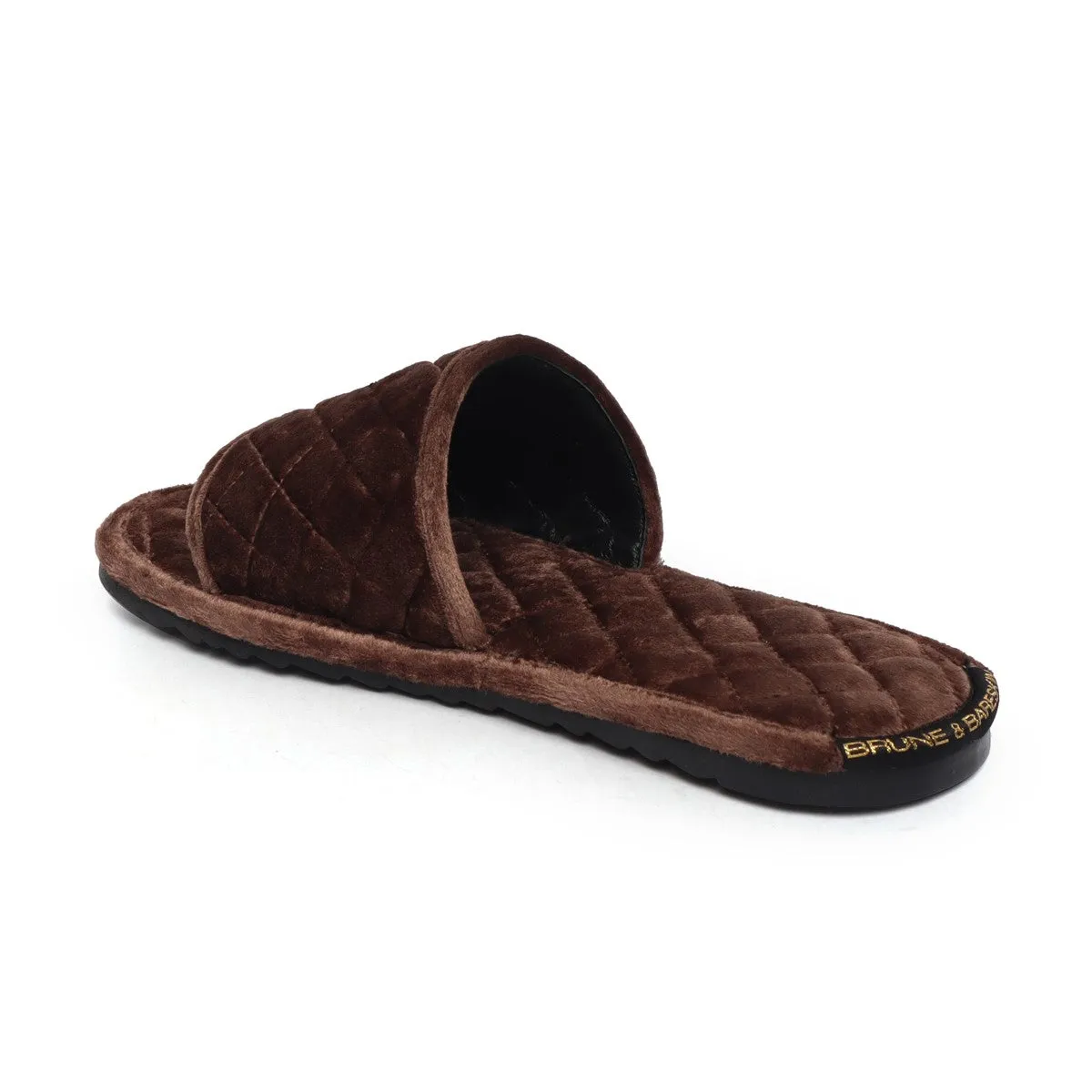 Brown Italian Velvet Slide-in Slippers