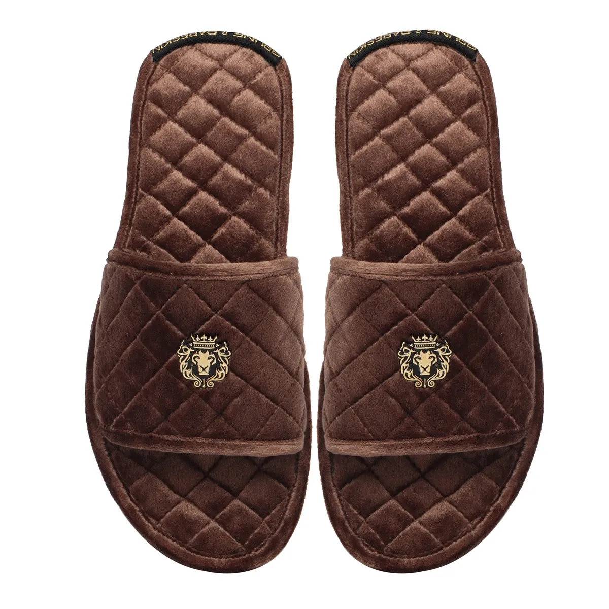 Brown Italian Velvet Slide-in Slippers