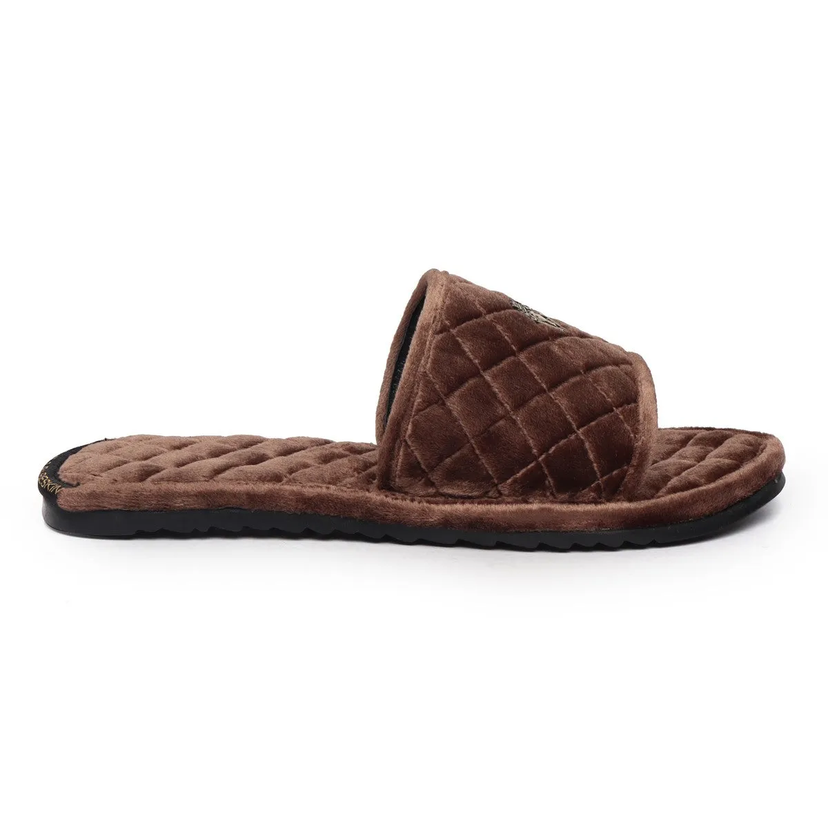 Brown Italian Velvet Slide-in Slippers