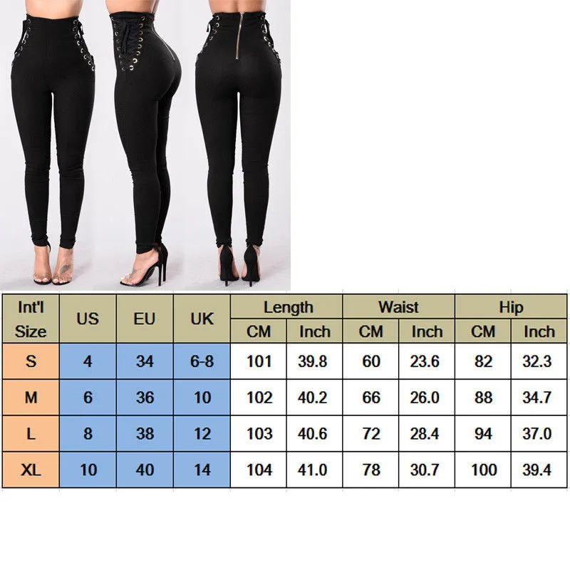 Casual Lace Up Stretch High Waist Pants