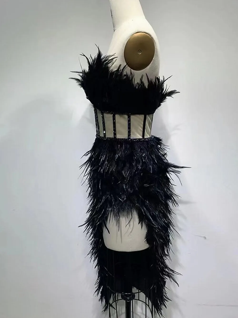 CELLAV Strapless Feathers Dress