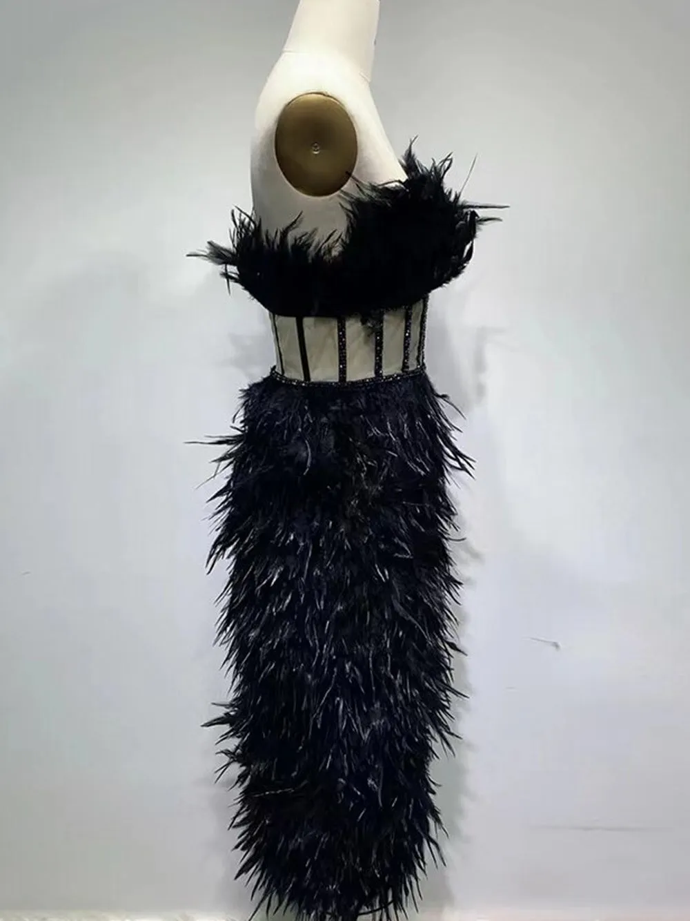 CELLAV Strapless Feathers Dress