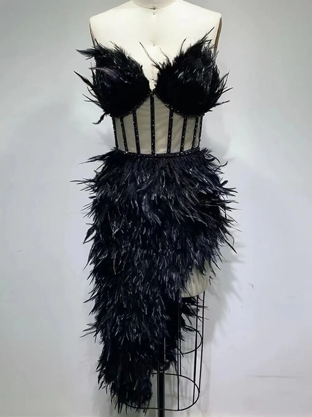 CELLAV Strapless Feathers Dress