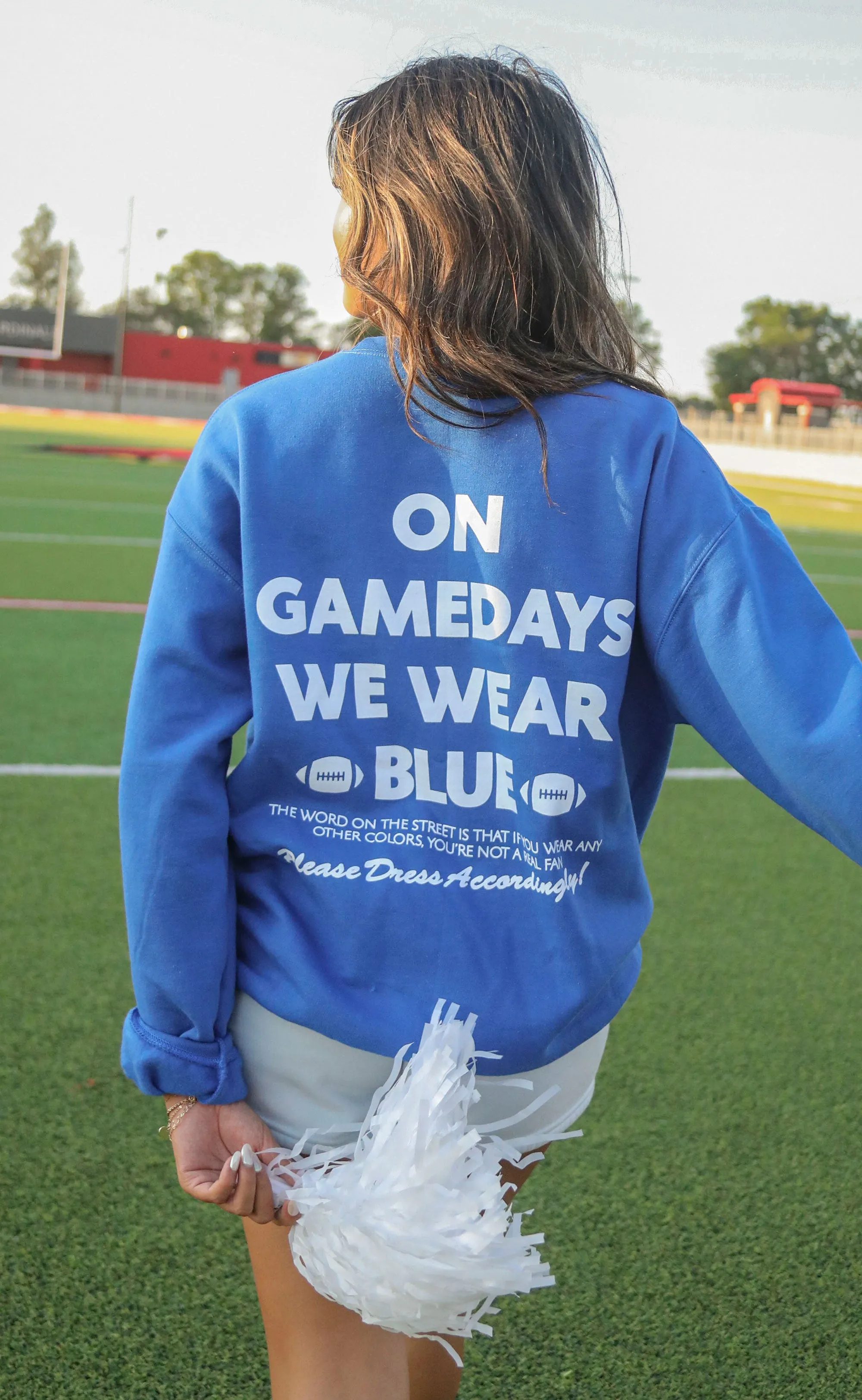 charlie southern: gamedays we wear blue sweatshirt