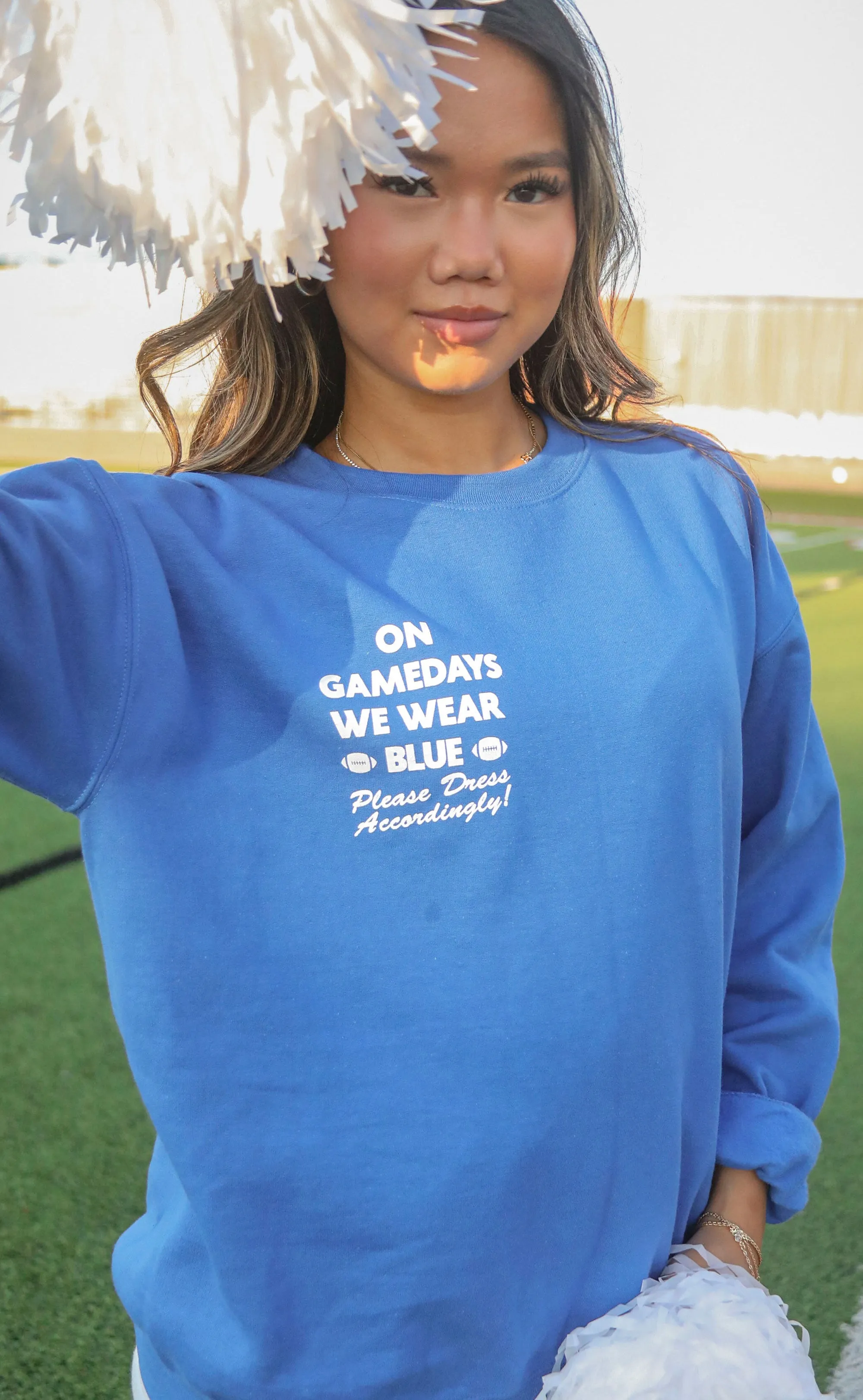 charlie southern: gamedays we wear blue sweatshirt