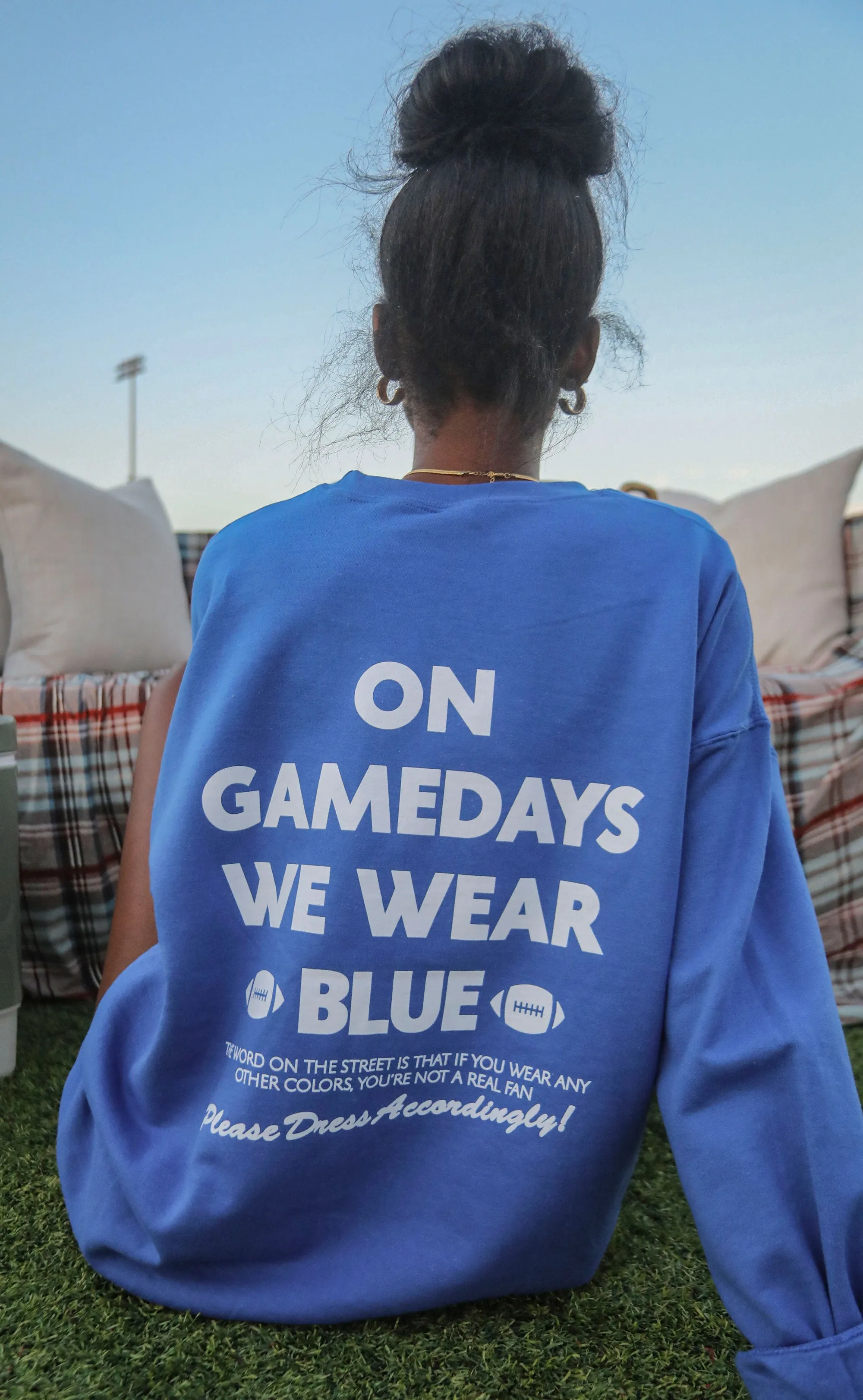 charlie southern: gamedays we wear blue sweatshirt