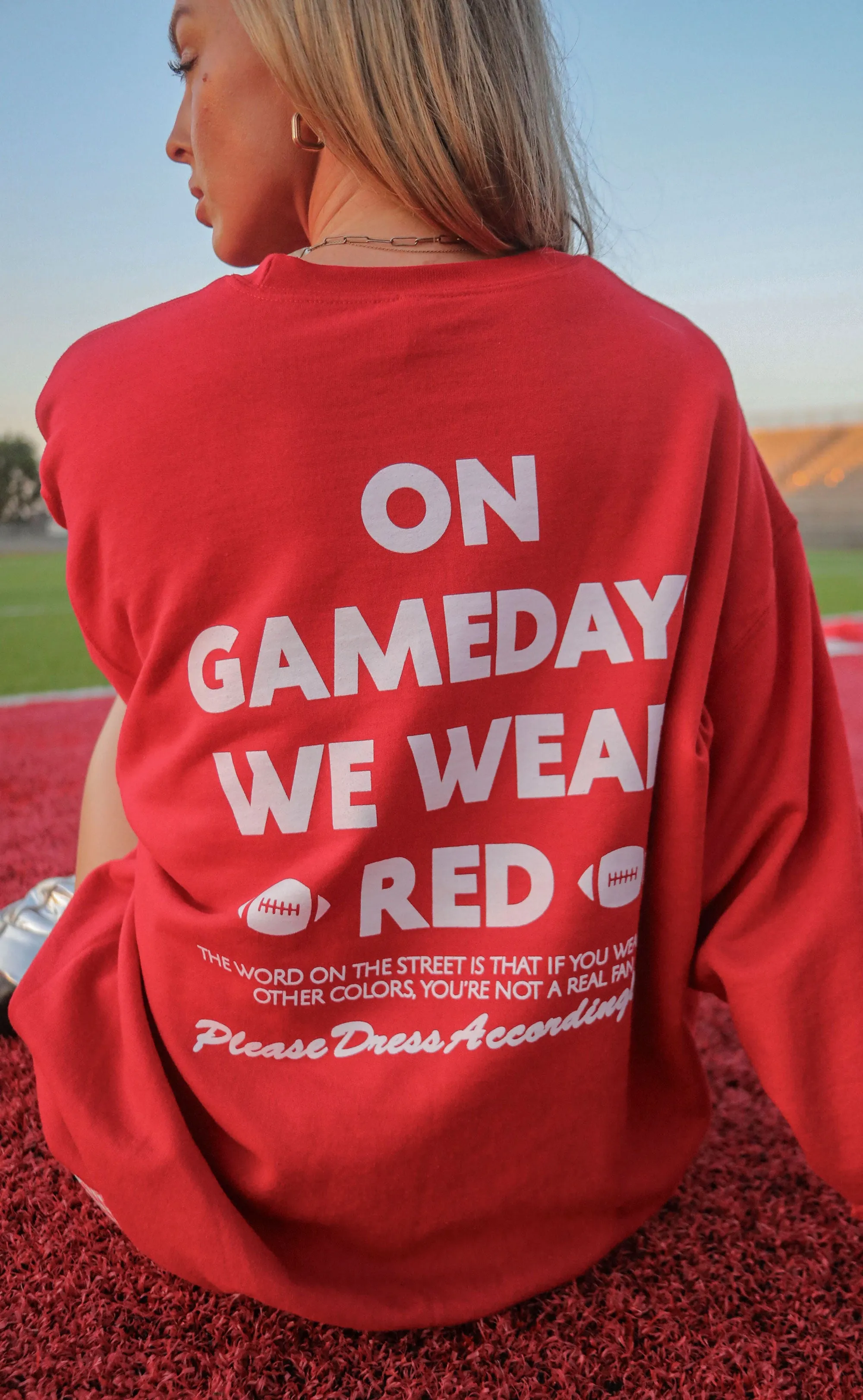 charlie southern: gamedays we wear red sweatshirt