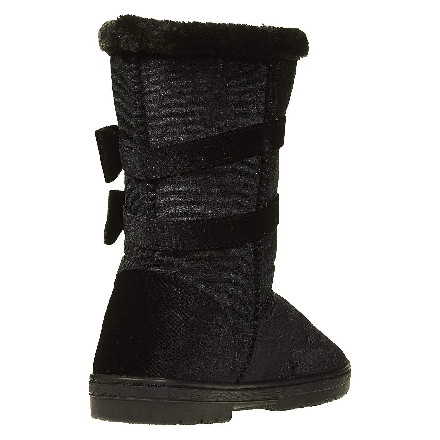 Chatties Women's 10" Velvet Winter Boots Fur Trimming Bow Accents Casual Mid-Calf