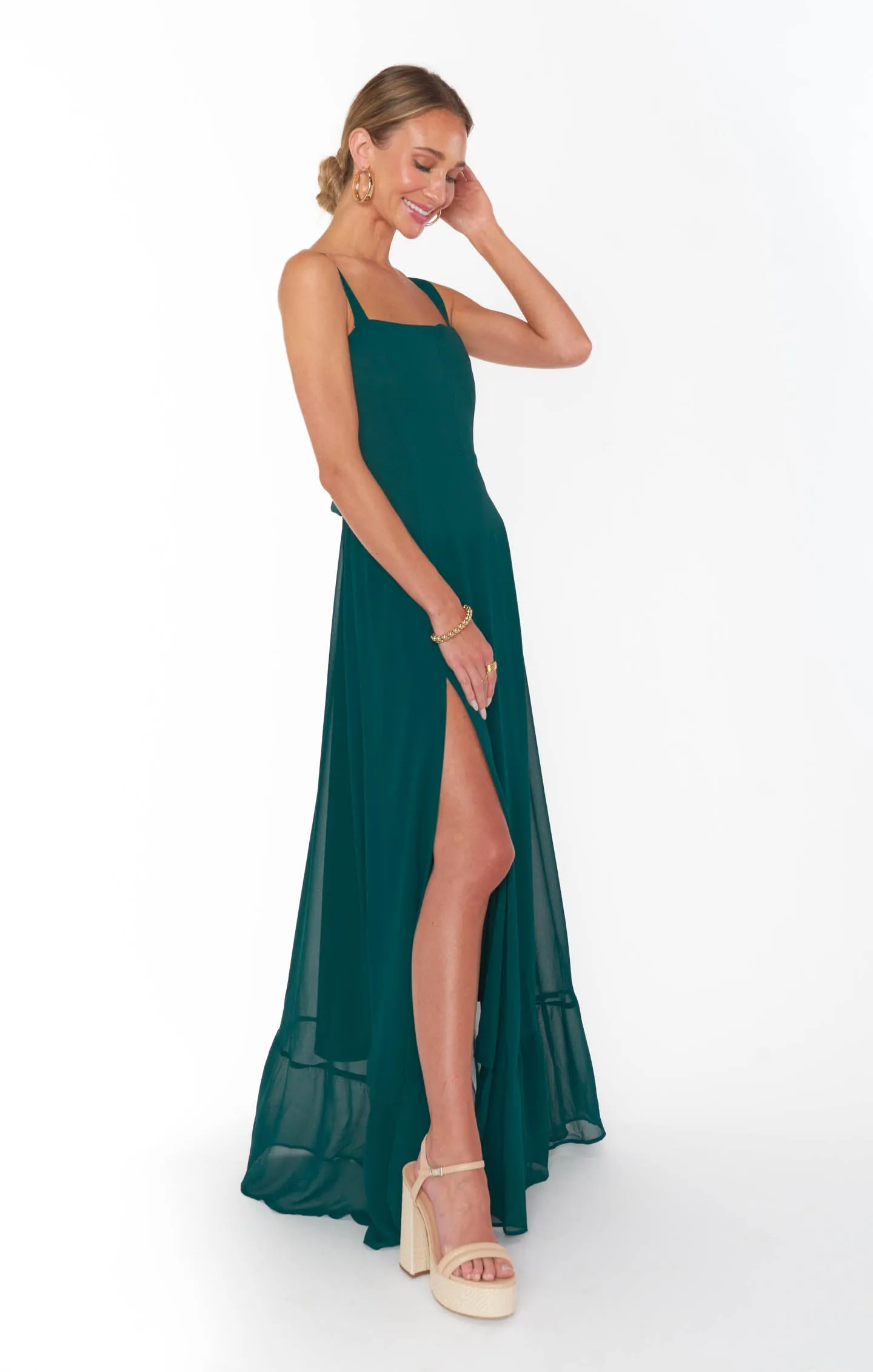 Clarissa Corset Dress ~ Emerald Chiffon