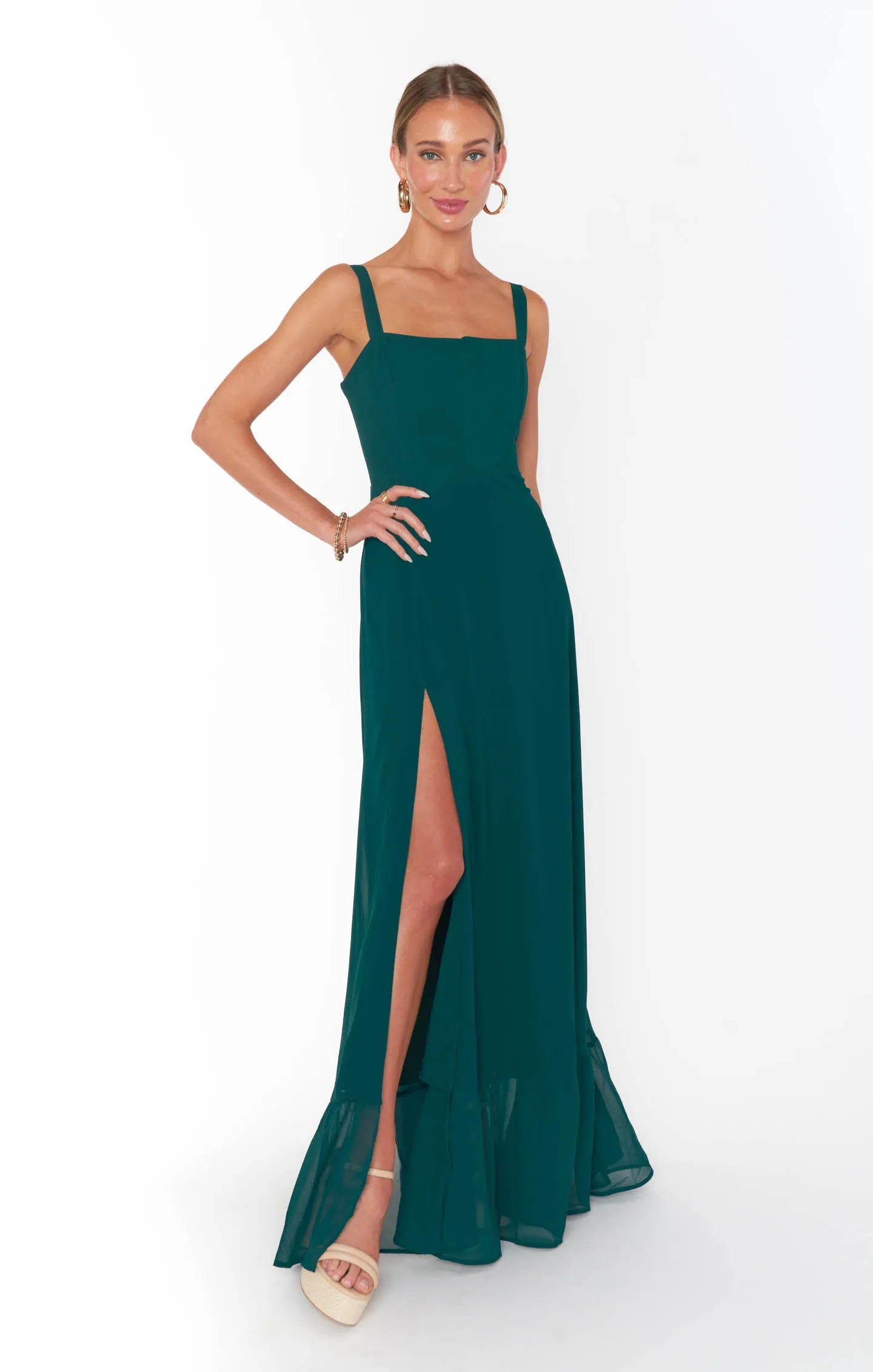 Clarissa Corset Dress ~ Emerald Chiffon