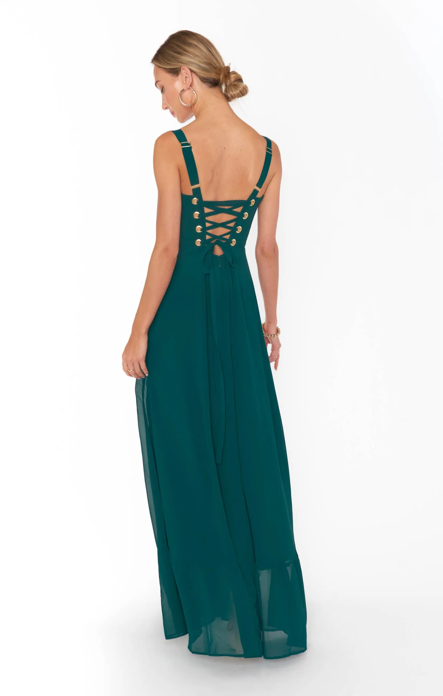 Clarissa Corset Dress ~ Emerald Chiffon