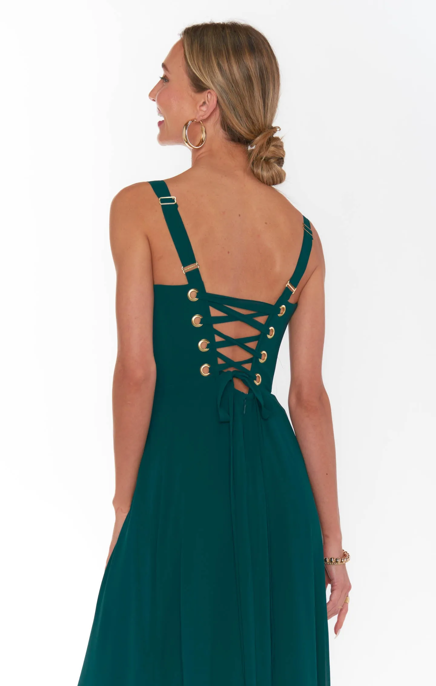 Clarissa Corset Dress ~ Emerald Chiffon