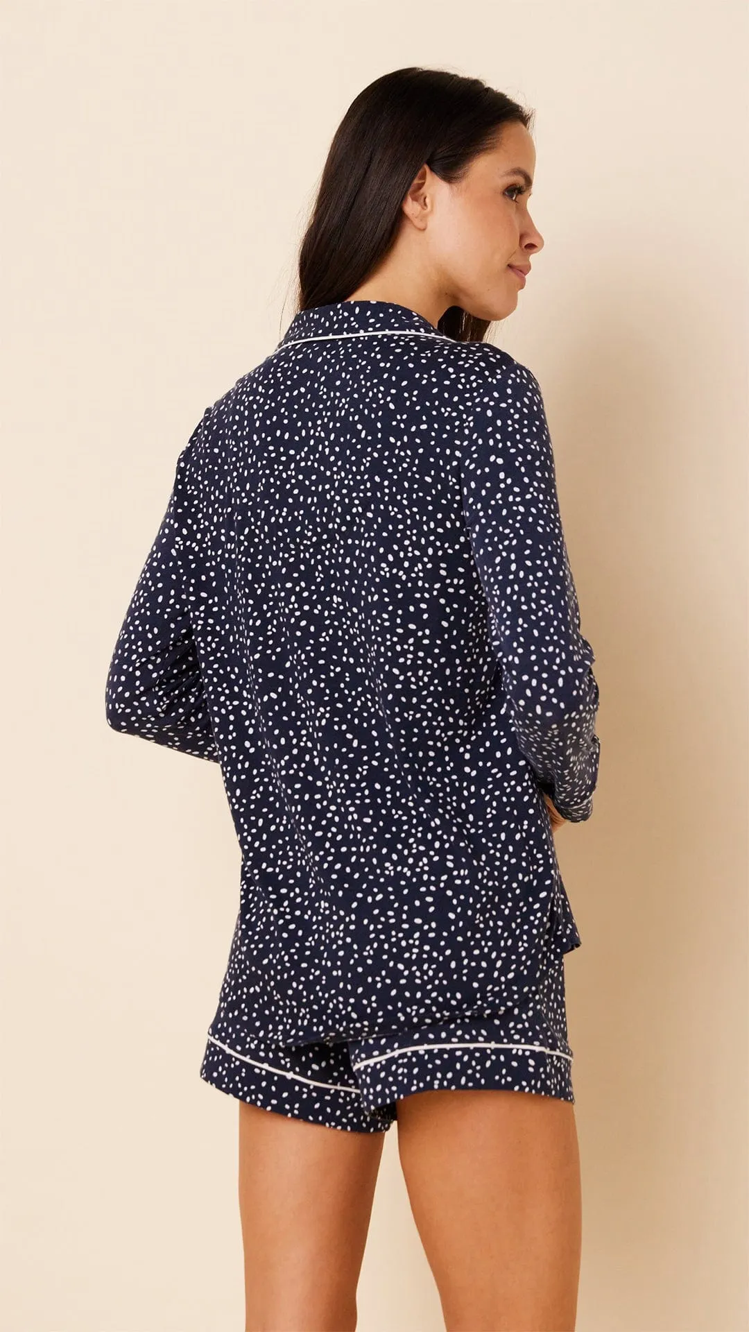 Confetti Dot Pima Knit Long-Sleeved Short Set