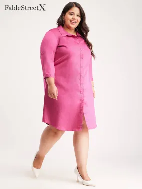 Cotton Shirt Dress - Fuchsia