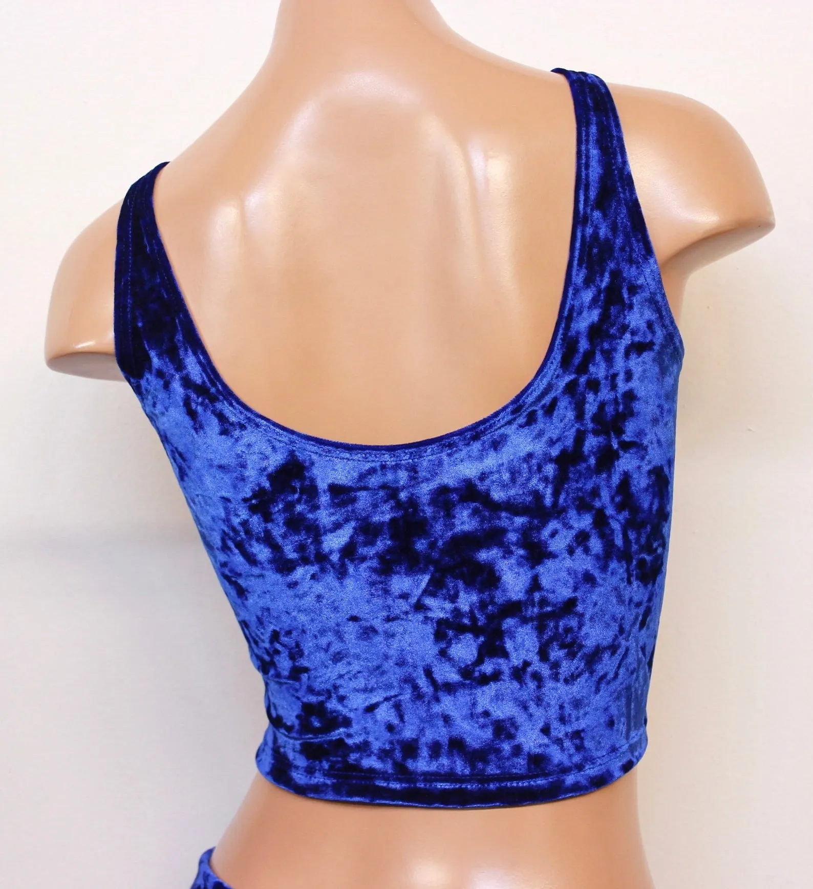 Crushed Velvet Crop Tank in Royal Blue