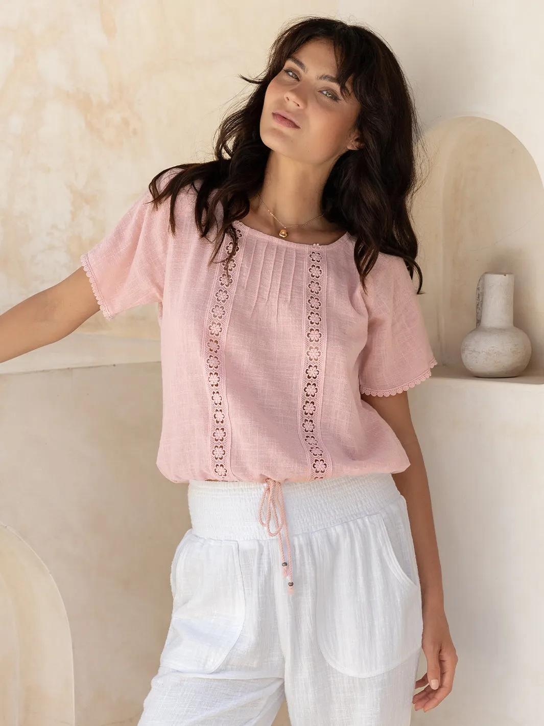 Daisy Organic Cotton Blouse Dusty Pink