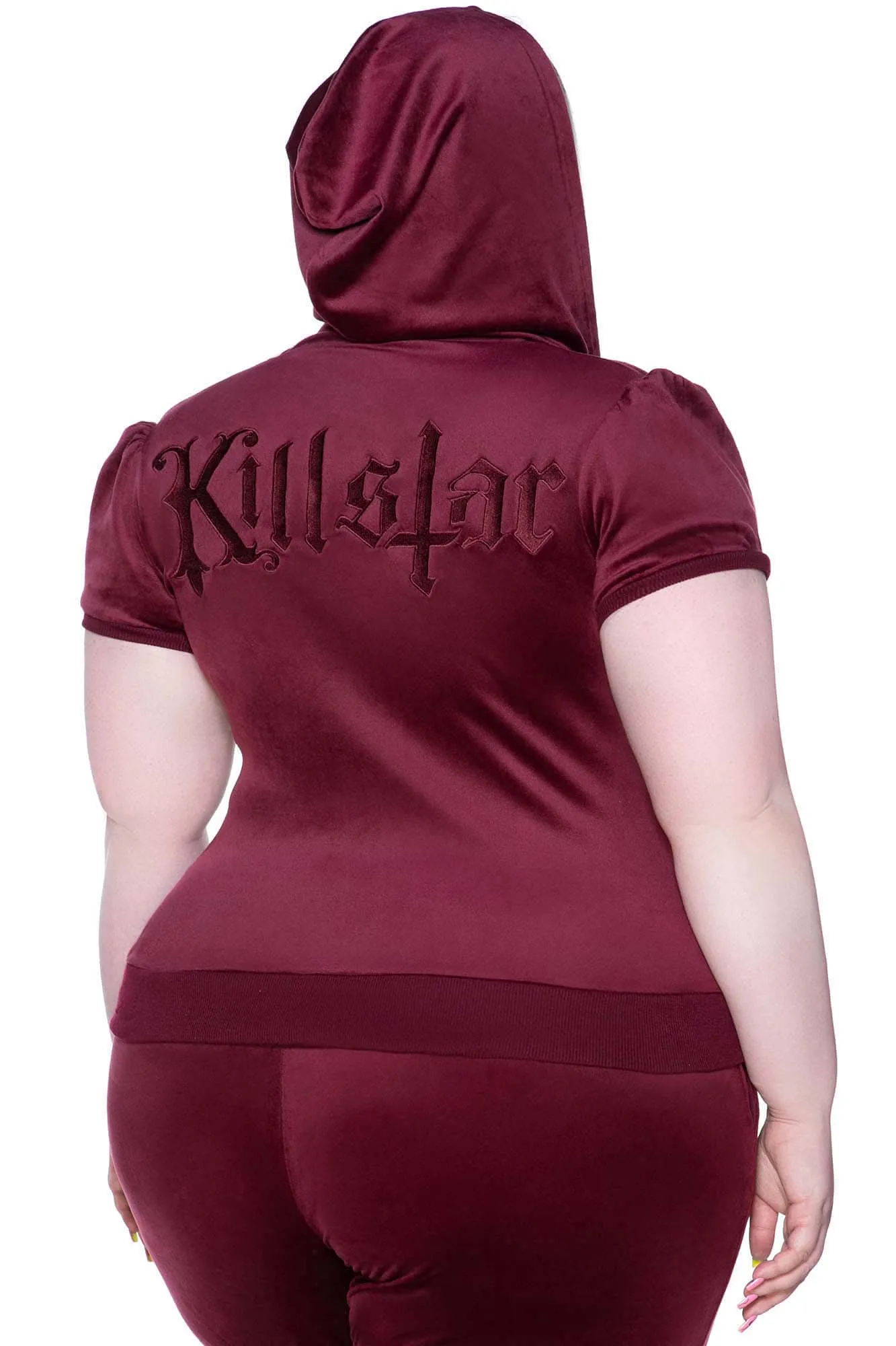 Dee-Lux Velvet Hoodie [BURGUNDY] [PLUS] - Resurrect