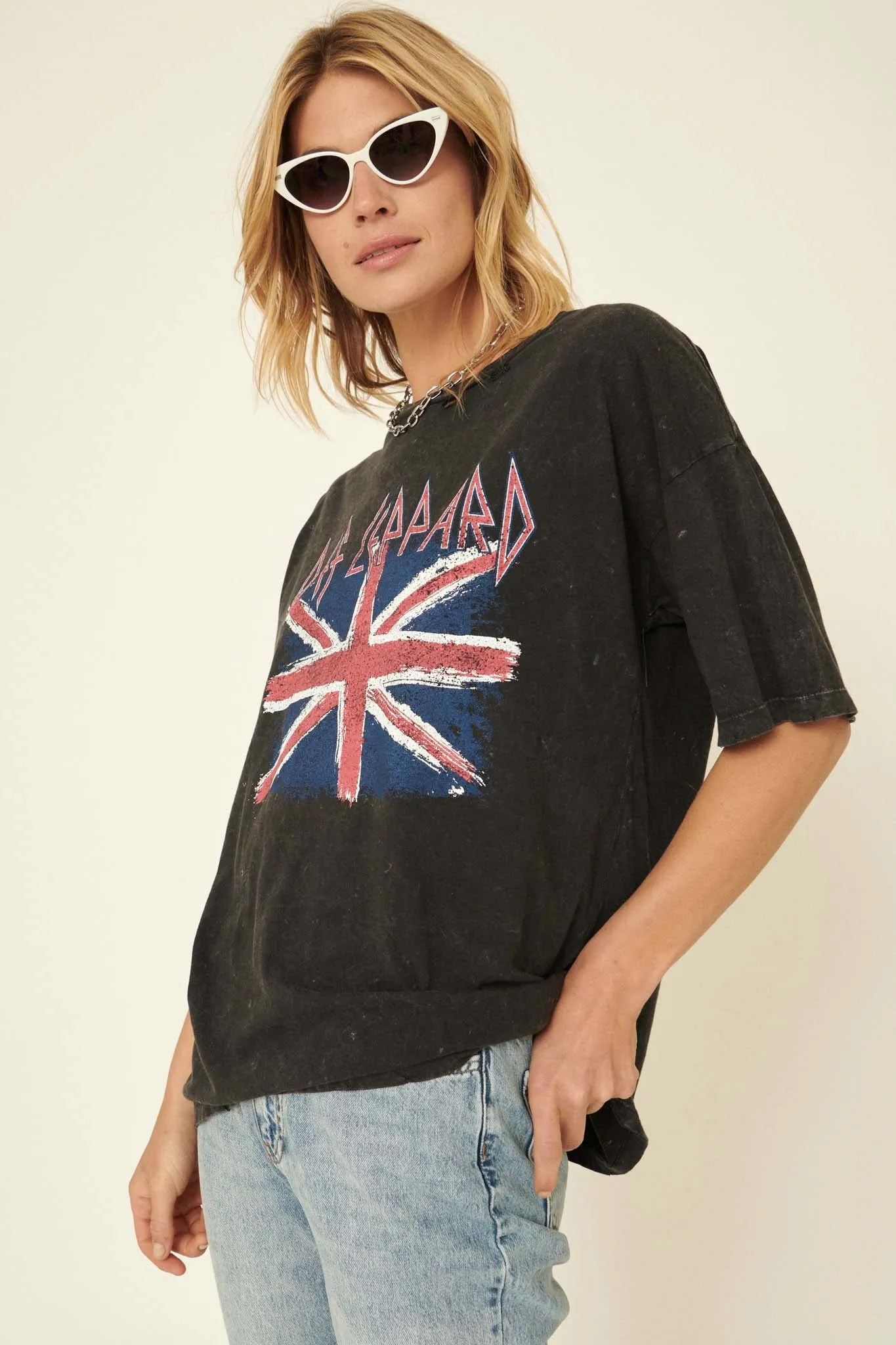 Def Leppard Union Jack Distressed Graphic Tee