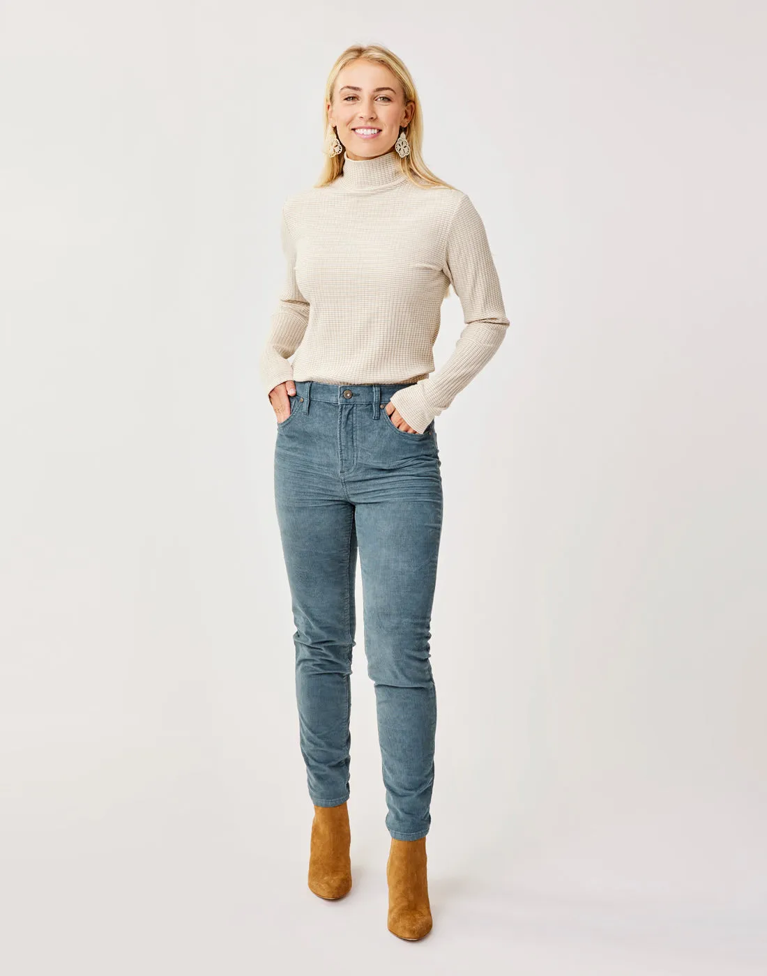 Denise Turtleneck: Lt. Khaki Stripe