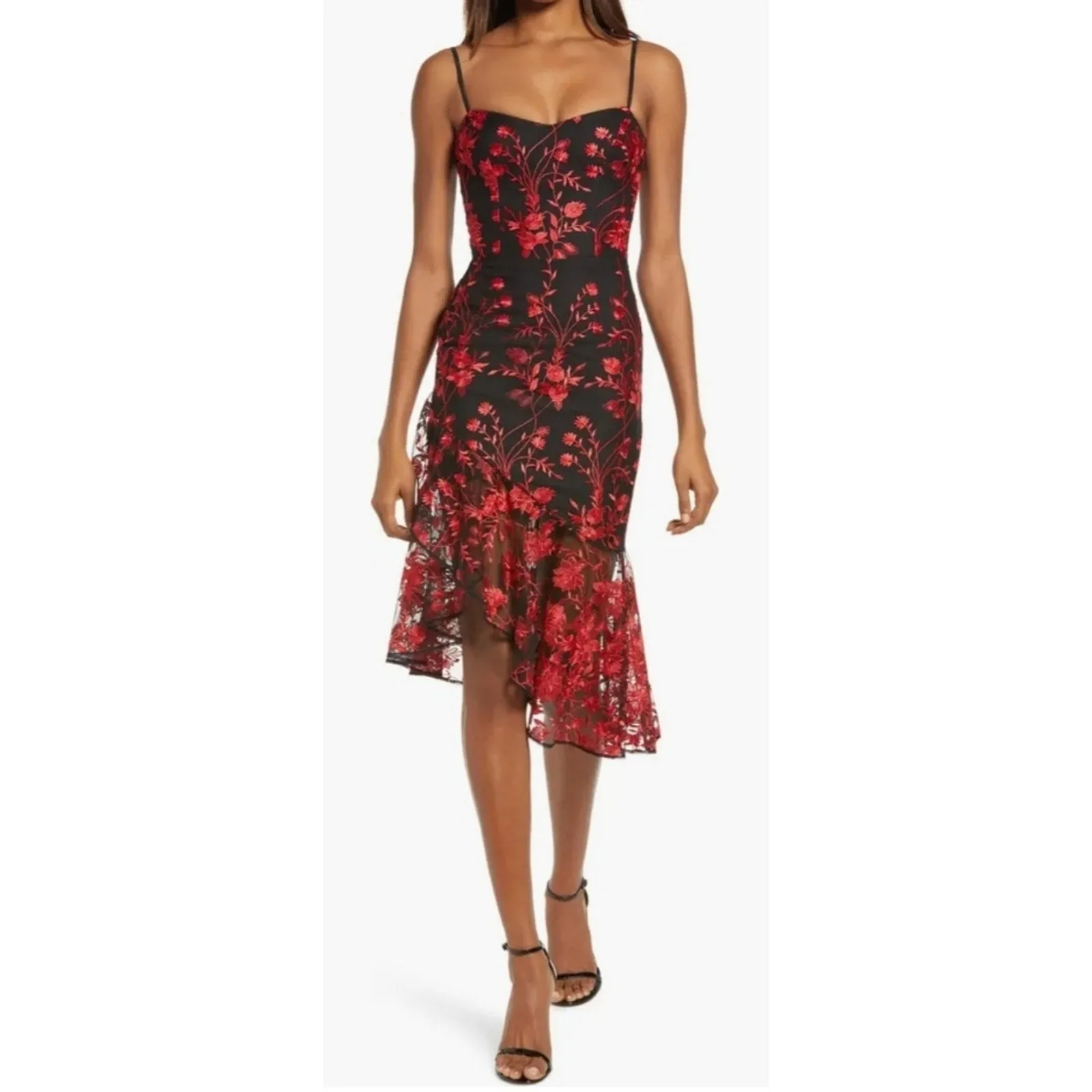 Dress the Population Cantrelle Sweetheart Floral Embroidered Slip Dress