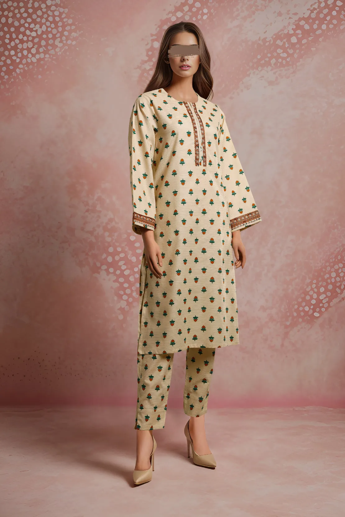 Emb Cotton Dobby Stitched 2 Piece (Shirt/Trouser)