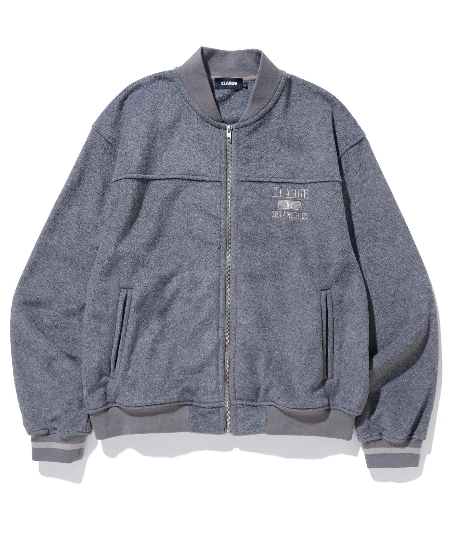 EMBROIDERED RIB LINE FLEECE JACKET