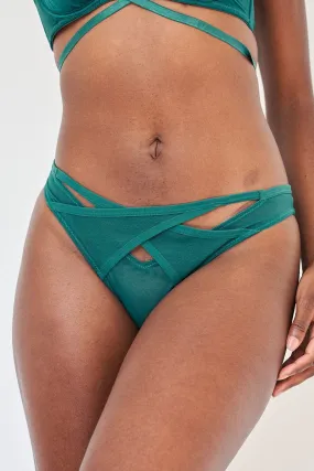 Emily Low Waist Bottom - Mesh Cut Out Brief Recycled Emerald