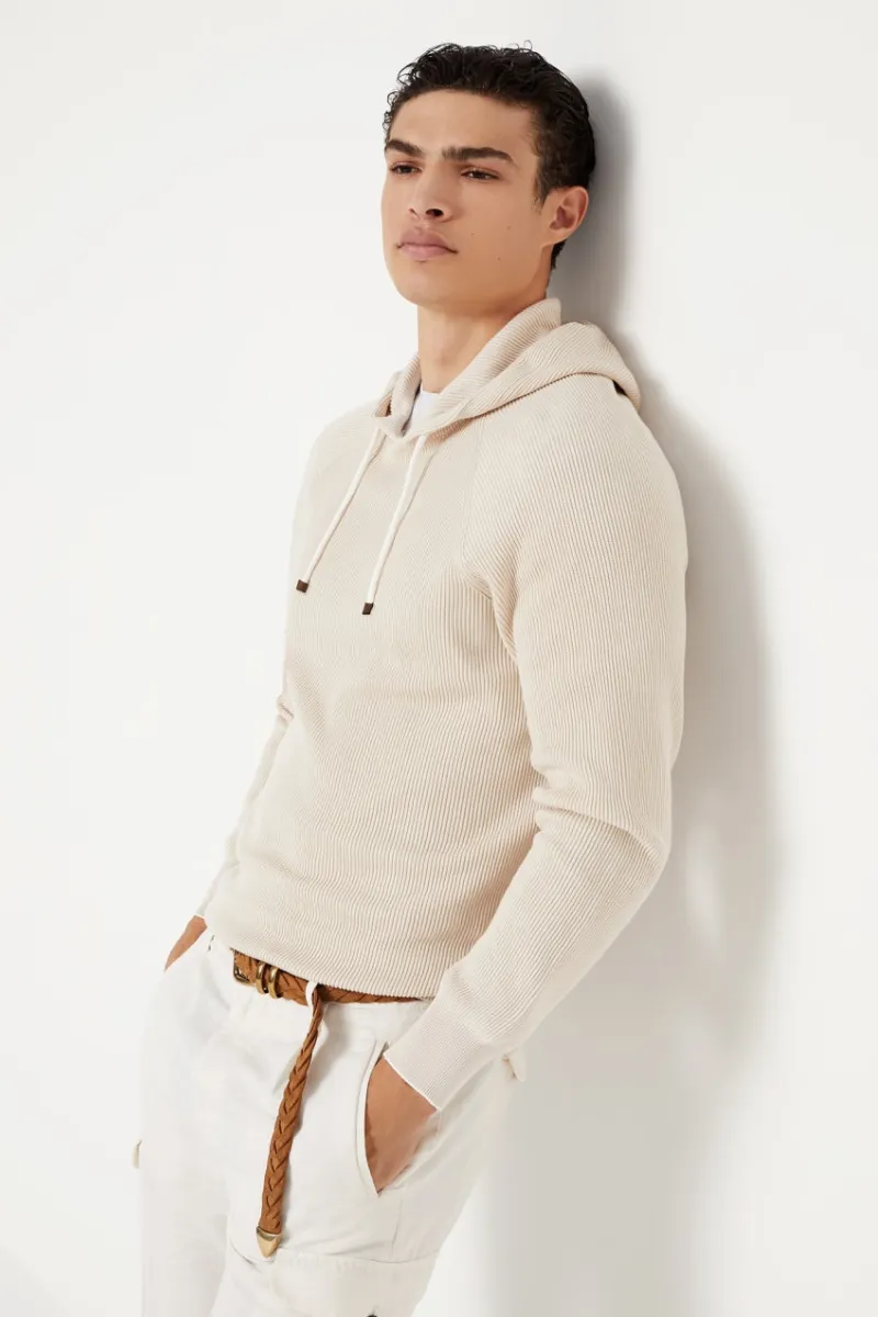 English Ribbed Hooded Sweatshirt