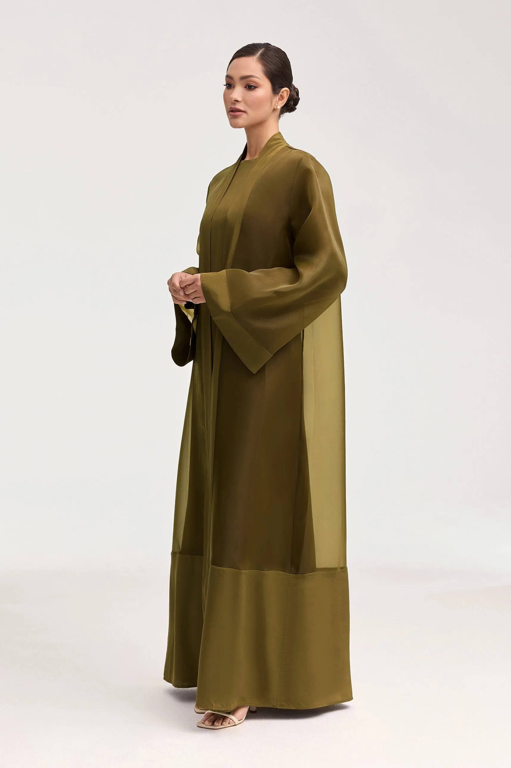 Estee Viscose Open Abaya - Olive Night