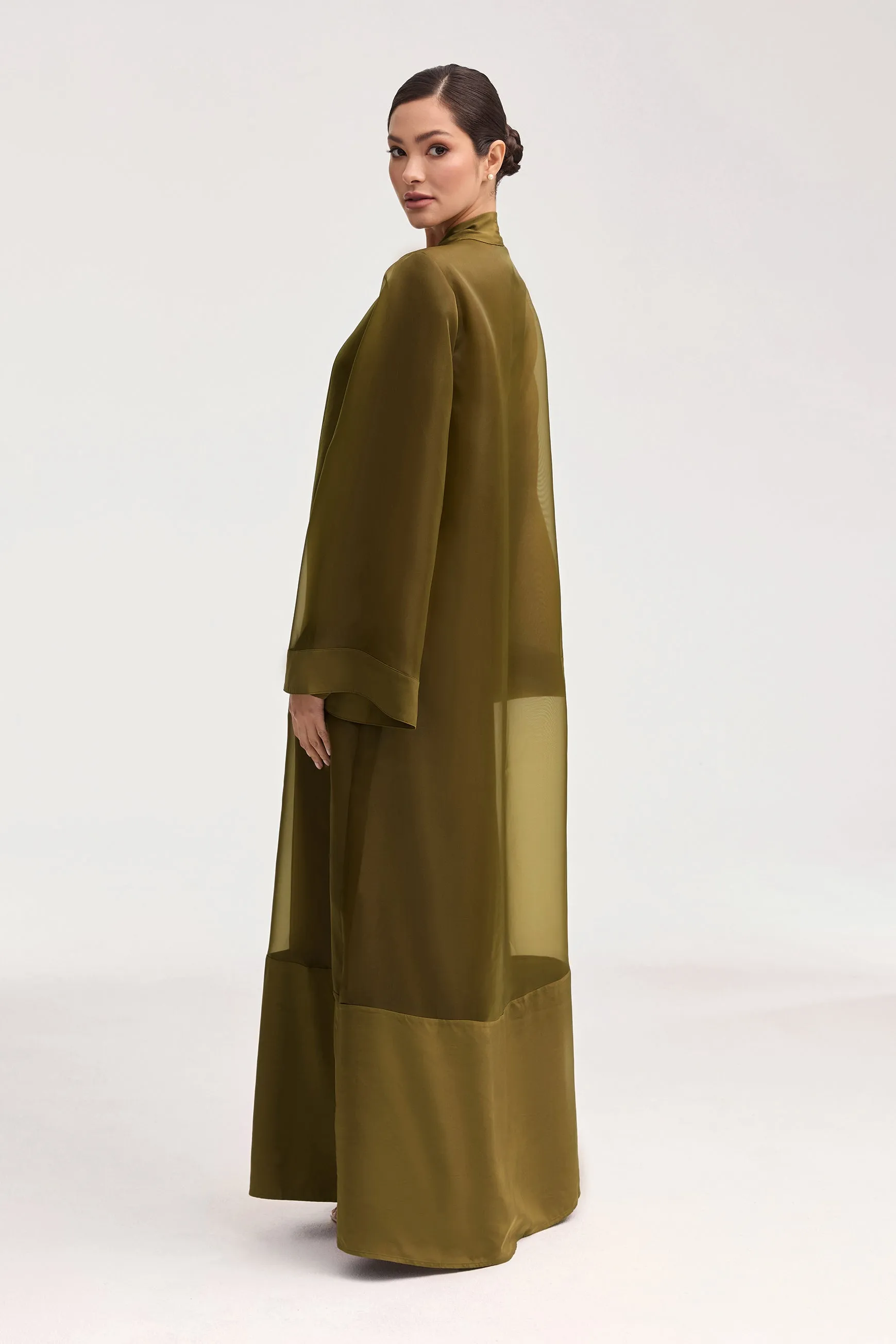 Estee Viscose Open Abaya - Olive Night