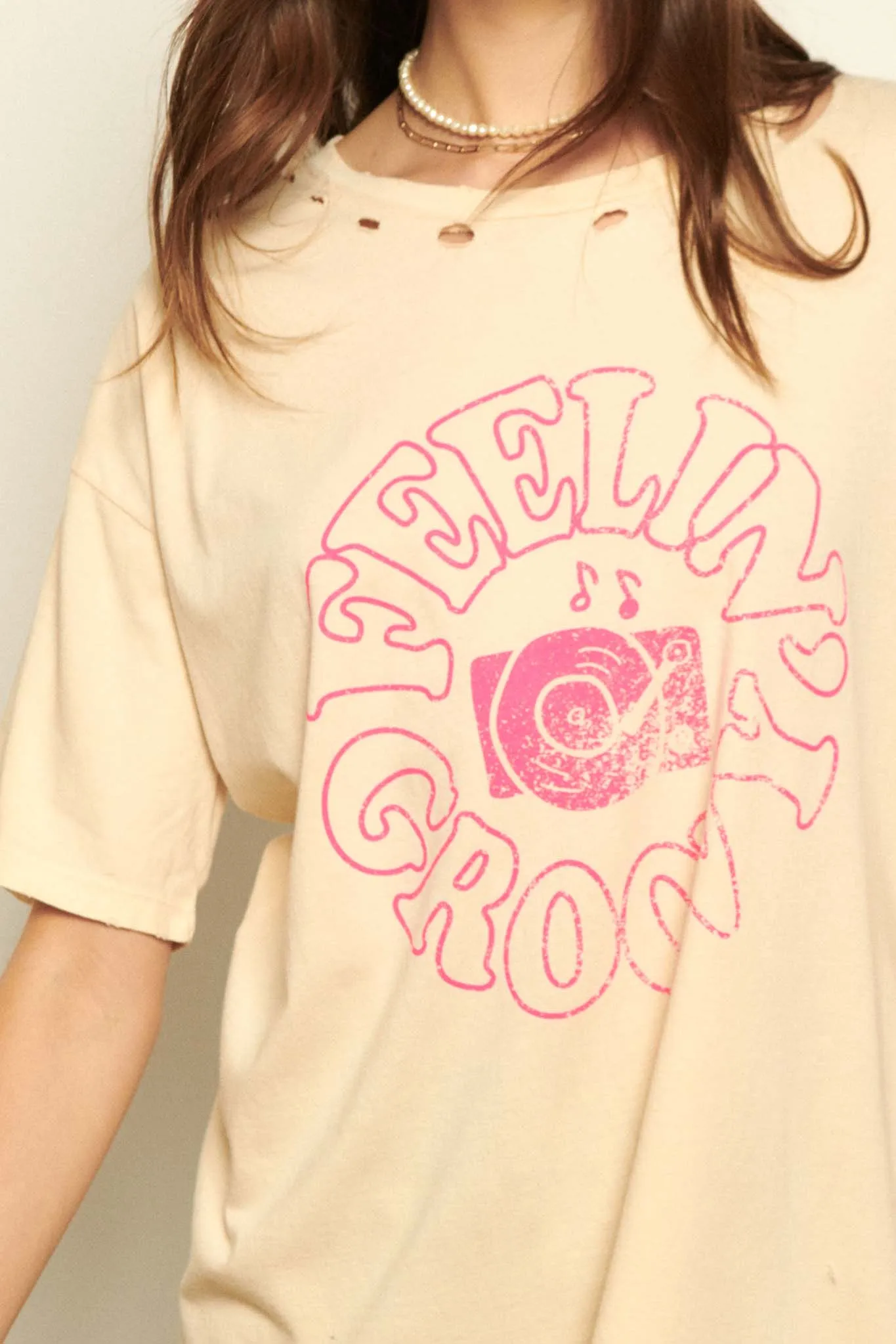 Feelin' Groovy Distressed Graphic Tee