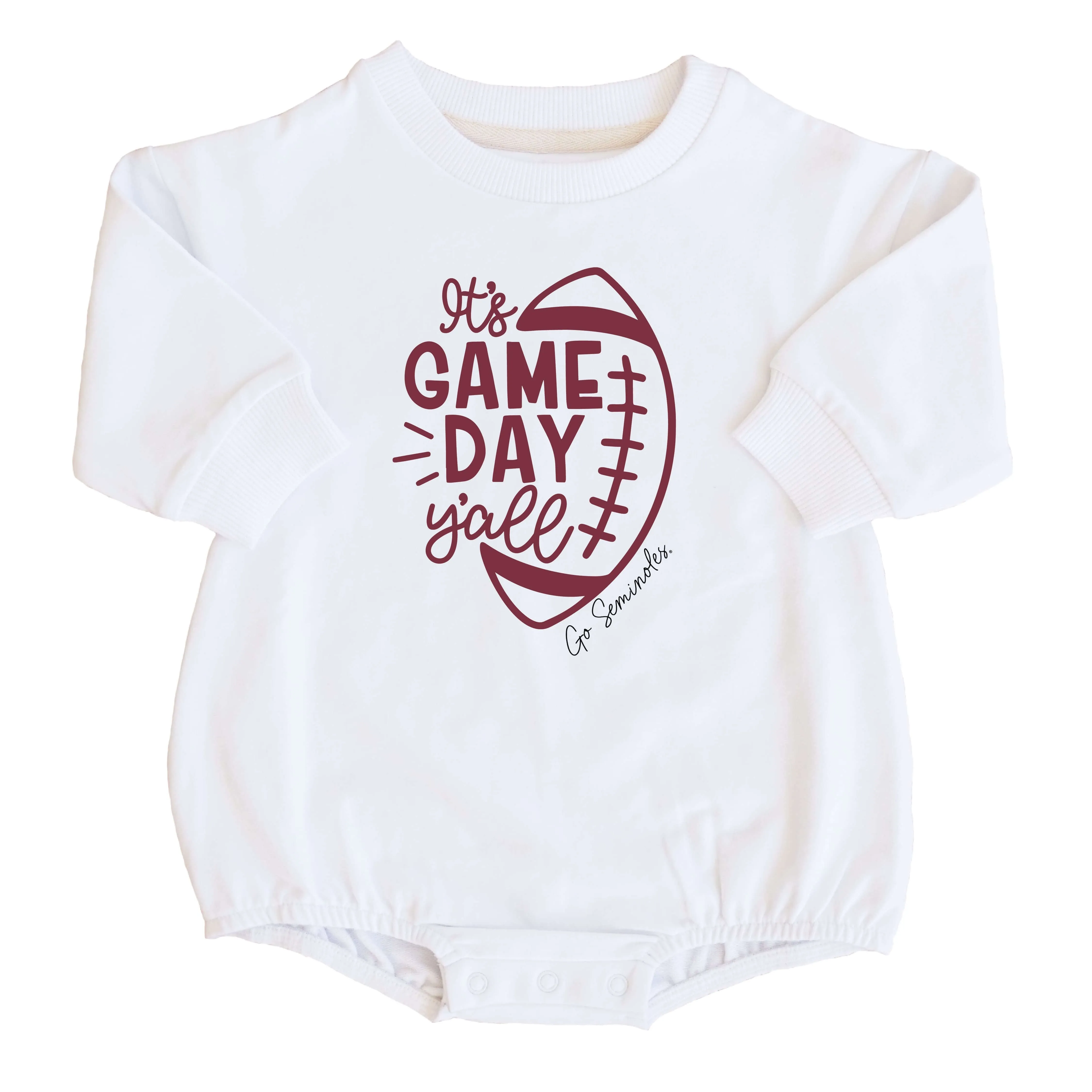 Florida State University | Footballs & Bows Graphic Sweatshirt Bubble Romper